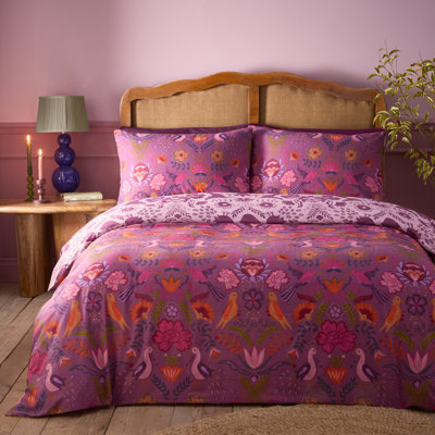 Broderie Cotton Blend Floral Duvet Cover Set with Pillowcases Included