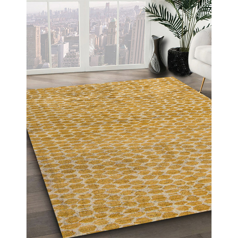 100% Machine Washable Abstract 5152 Area Rug, Round 8'