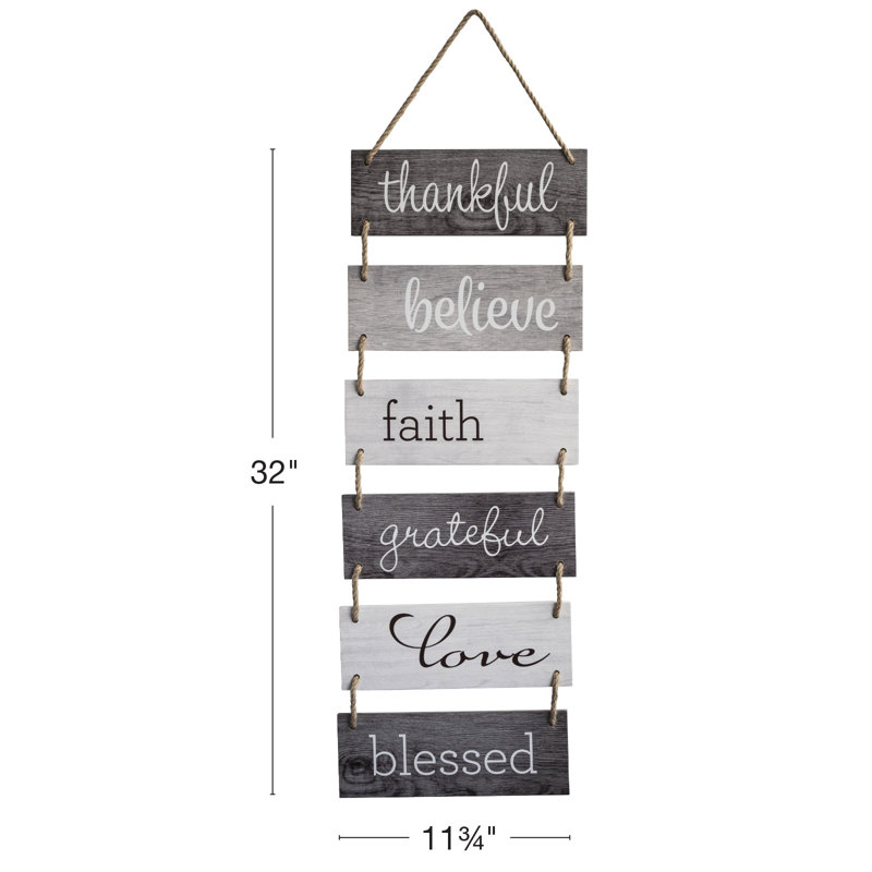 Excello Global Products Hanging Sign (Grateful, Love, Believe, Thankful, Faith, Blessed)