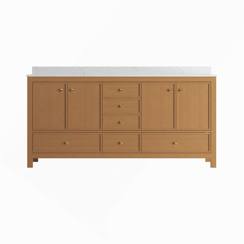 Armoire de meuble-lavabo double 72 po, chêne brun, Brown Oak, 72"