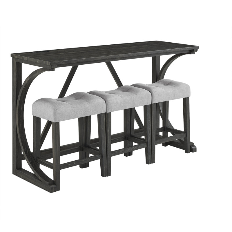 Ensemble de table de bar avec prise de courant, ensemble de table de bar et de chaises, ensemble de table de salle à manger 4 pièces, ensemble de table de petit déjeuner industriel, pour salon, salle à manger, salle de jeux