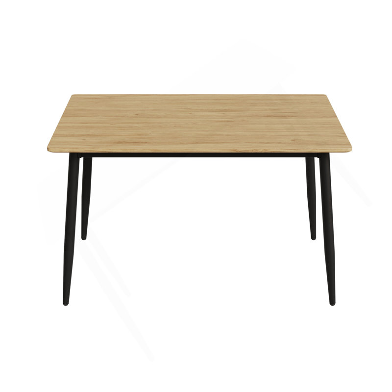 Table de salle à manger moderne minimaliste en panneau de fibres à densité moyenne, table de salle à manger élégante, table de salle à manger de cuisine, robuste et durable, facile à assembler, pieds en métal noir, convient pour 4 à 6 personnes, convient à la maison