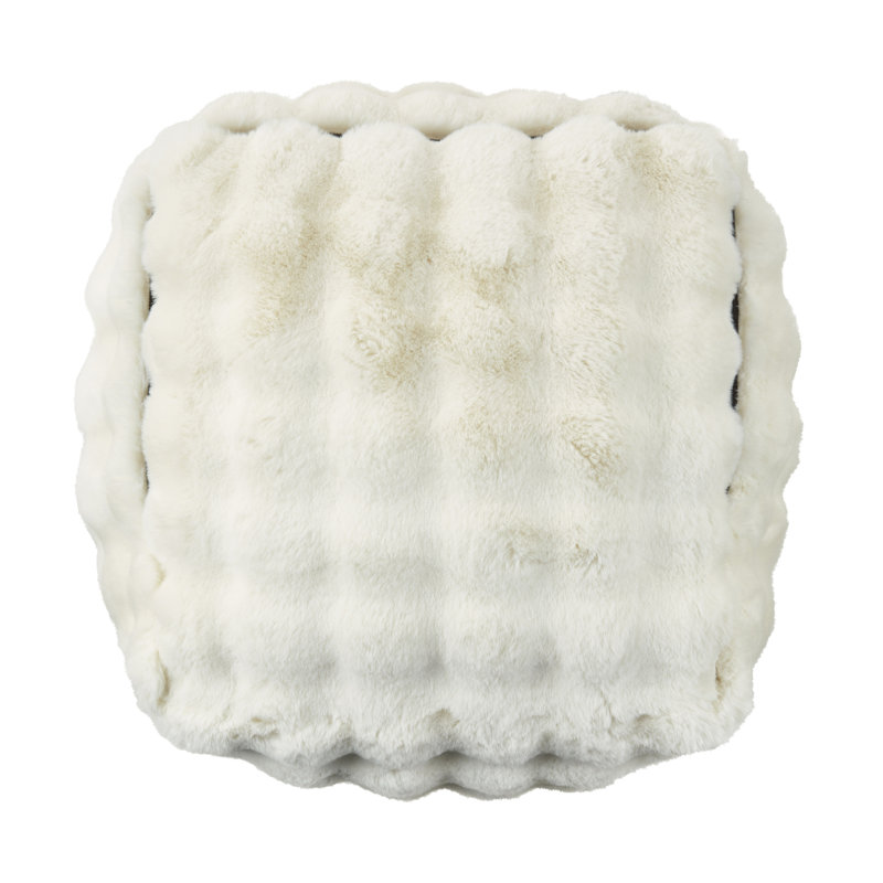 Pouf moelleux en fausse fourrure, Ivoire ivoire