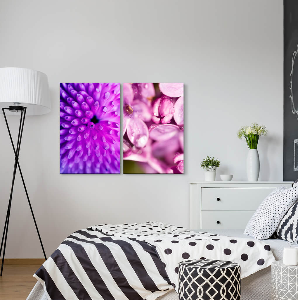 2-tlg. Leinwandbilder-Set - Fotografie „Flowers Violet Spring Soft Harmonious Pink”