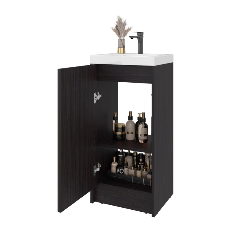 Salle de bain Cary Floor H 32 ", une porte et deux tablettes intérieures, wengé noir