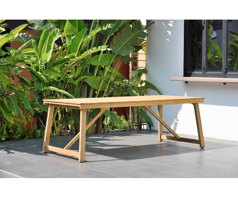 Audre Extendable Rectangular Teak Outdoor Dining Table