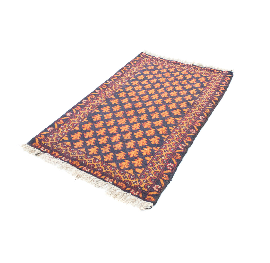 Hand Knotted Wool Orange/Blue Indoor/Outdoor Rug