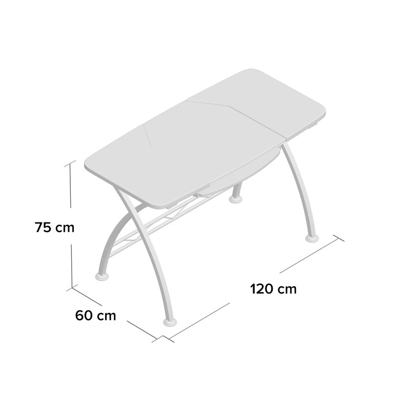 Howa Metal Base Computer Desk, Brown/White