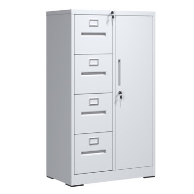 Classeur vertical en métal avec serrure, classeur en acier avec 4 tiroirs et 1 porte pour école, salon, chambre à coucher, bureau