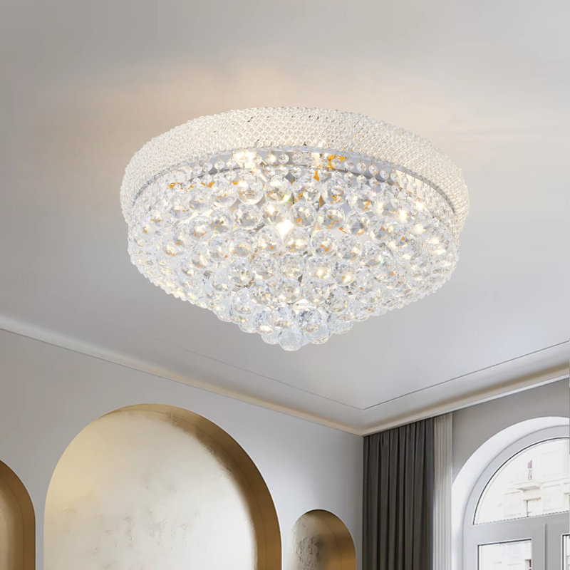 Plafonnier en cristal argenté pour salon 24 pouces