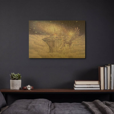 Tableau mural en métal doré « Le Château dans le ciel » de Kirk Reinert, 40,6 x 30,5 cm