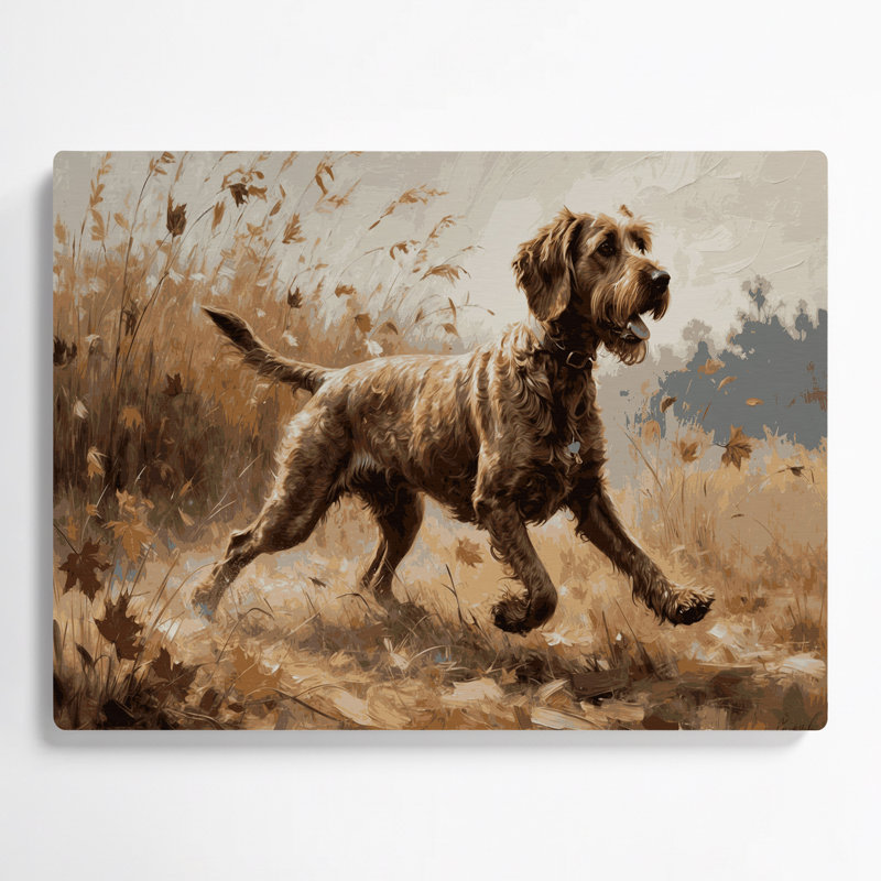 «Dogs Wirehaired Pointing Griffon», art mural en métal brun, H 11 po x l 14 po