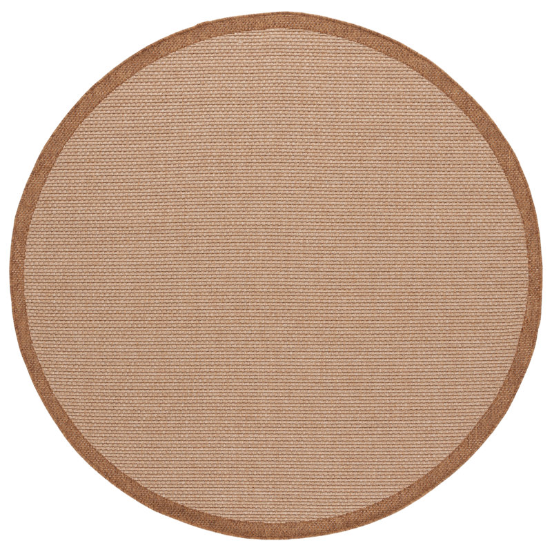Scheider Sisal All-Weather Performance Solid Color Indoor/Outdoor Area Rug, Round 6'7"