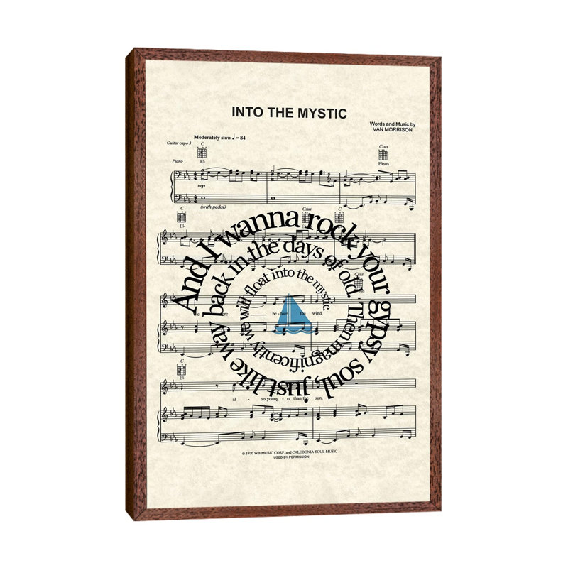 Into The Mystic - Blue Sail Boat - Print on Canvas, Classic Brown Wood Framed, 66.04 cm H x 45.72 cm W