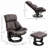 Classic Brown Massage Recliner and Ottoman  Living Room Relaxation Faux Leather 360° Swivel Design