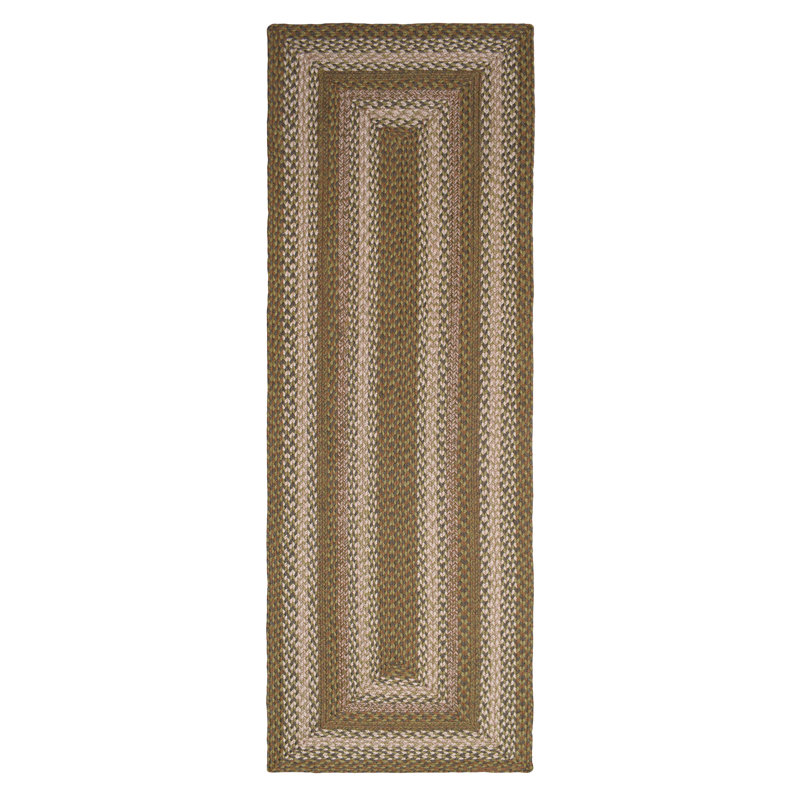 Bryiana Farmhouse Braided Jute Green Area Rug, Runner 2' x 6'