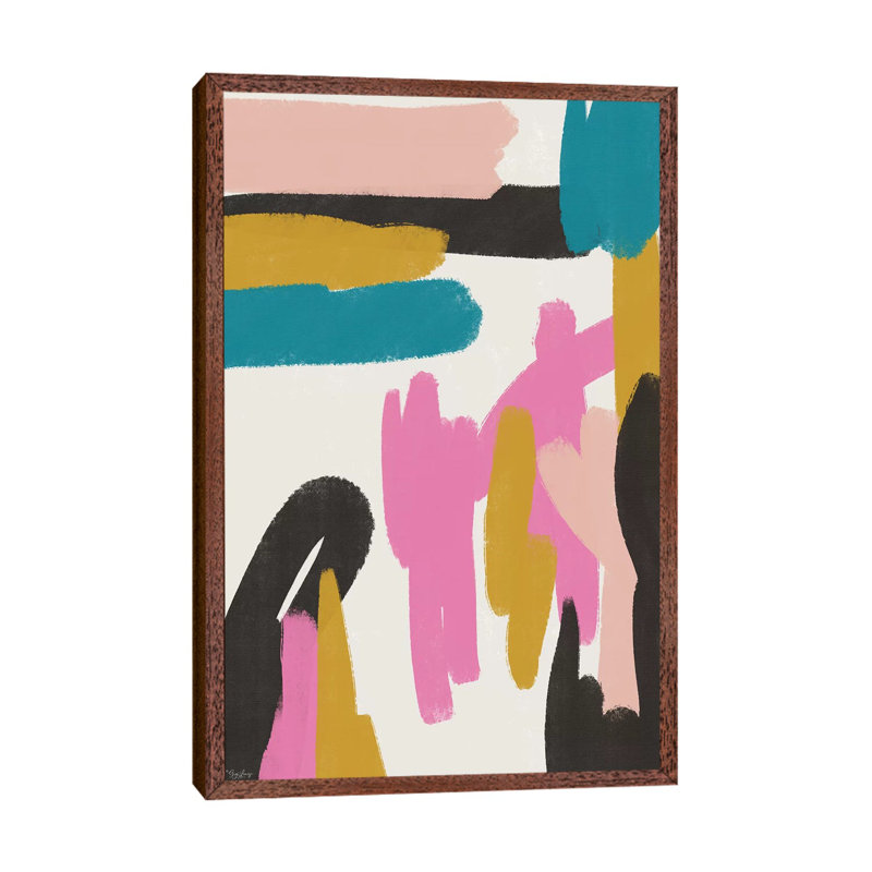 Pink Abstract I by Gigi Louise - Painting on Canvas, Brown Framed, 152.4cm H x 101.6cm W x 3.81cm D