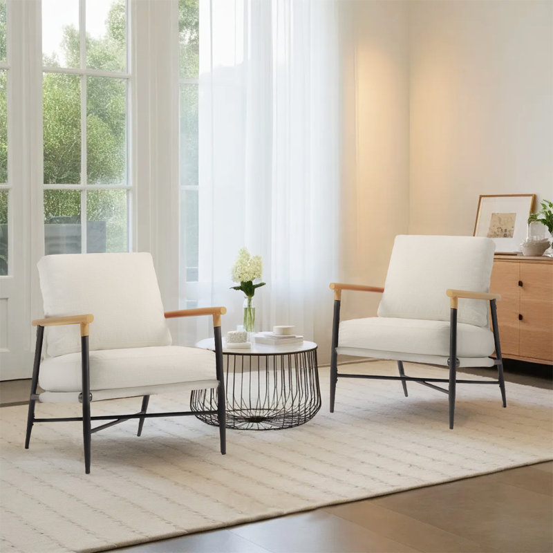 Dajauna 68.8 Cm Wide Armchair, Beige Chenille
