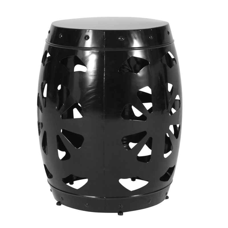 Modern Side Table With Powder-Coated Iron Frame And Cut Design, 16.22"X16.22"X20.2", Black, Ready To Use Large Metal End Frame, 16.5"X16.5"X20.75", No Assembly Needed,