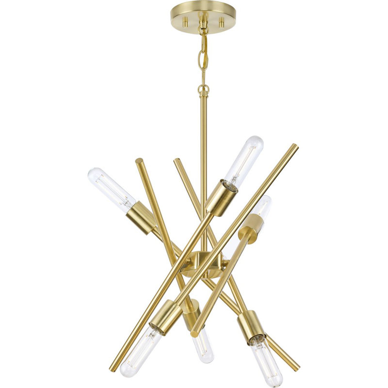 Lustre à six lumières de 22 po, Laiton satiné