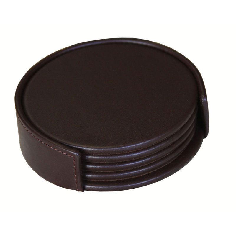Sous-verre en similicuir, Brun chocolat
