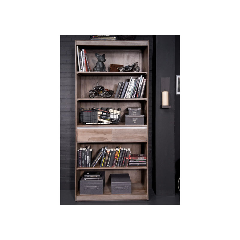 Sydney 205 cm H x 90 cm W Solid Wood Standard Bookcase, Smoked oak