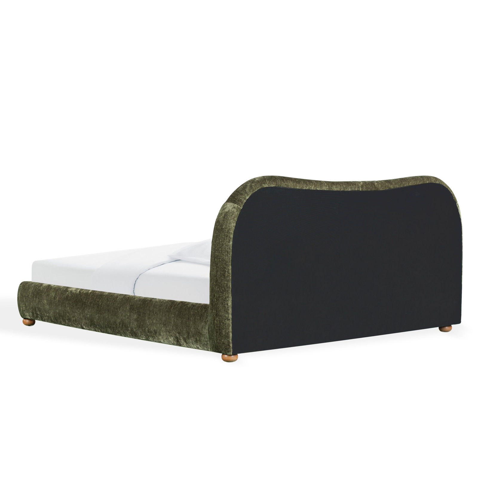 Liza Velvet Upholstered Bed, Queen, Dark Green Chenille