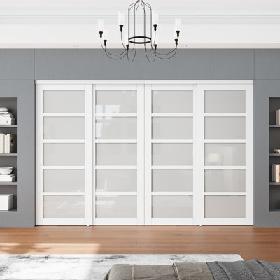 80" White Interior Sliding Door For Pantry & Closet With Full Hardware Kit