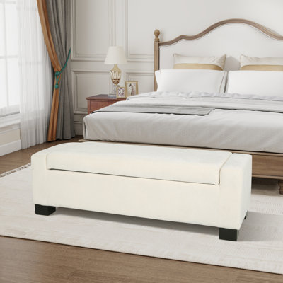 50"w Ottoman Bench, Rectangular Design With Hinged Lid For Seating, Footrest, And Hidden Storage, Perfect For Living Room, Bedroom, Or Entryway