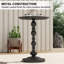 Table de patio ronde 15,4 po, table d'appoint d'extérieur vintage, noir