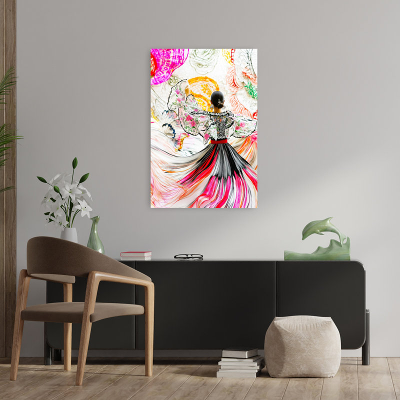«Vibrant Folkloric Dance», art mural traditionnel élégant et coloré, H 36 po x l 24 po