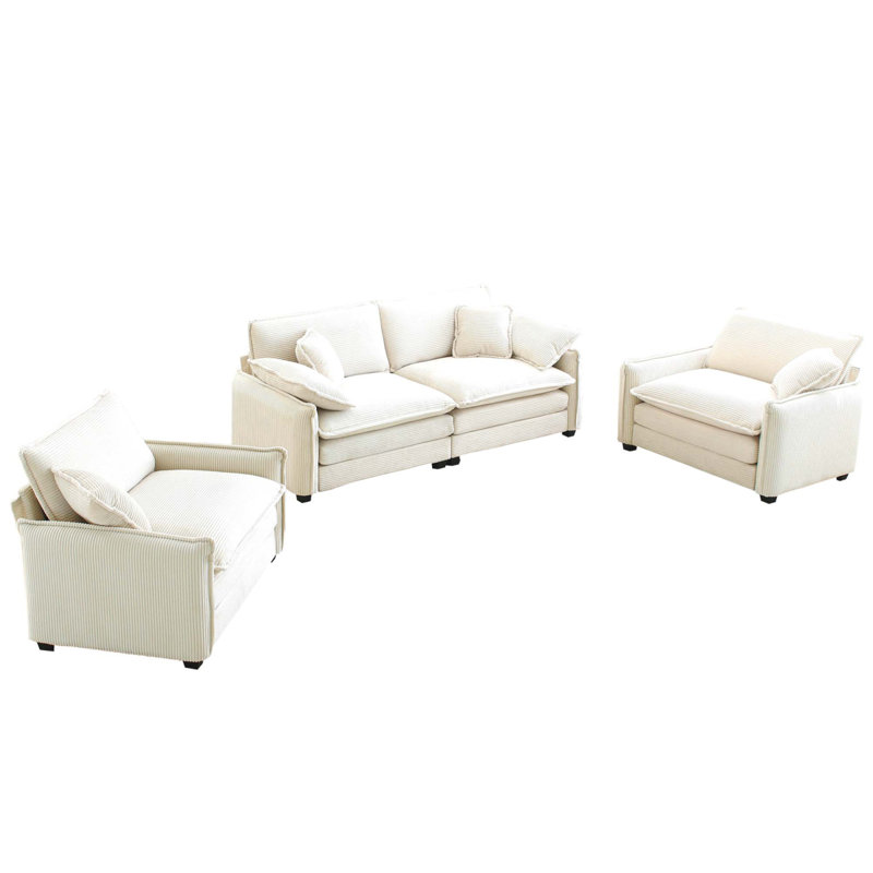 Ensemble de canapés Modern Modern, Mousse beige