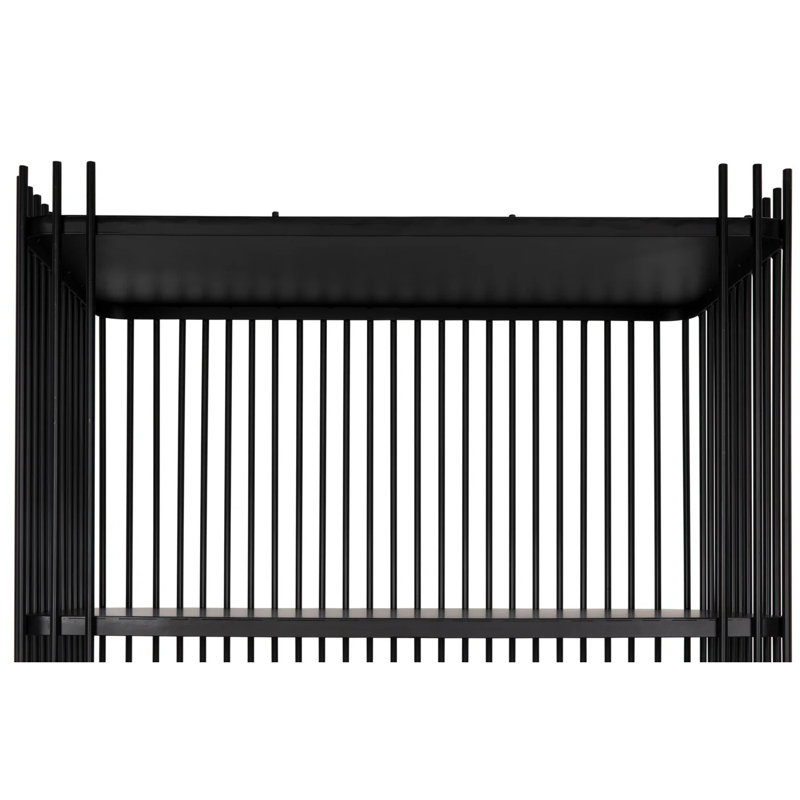 Matte Black Industrial Wood Geometric Bookcase