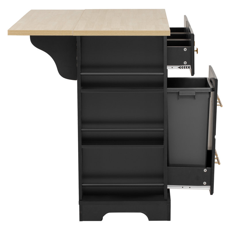 Kitchen Island With 6 Drawers, Black