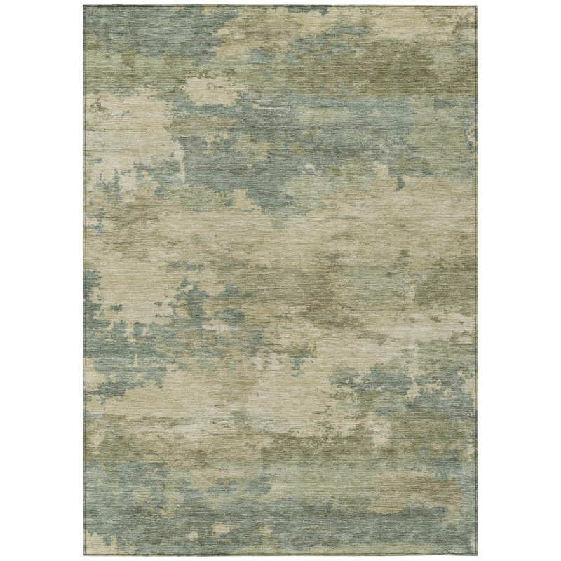 Machine Washable Indoor/Outdoor Xhevrie Seafoam Rug, Rectangle 2'6" x 3'10"