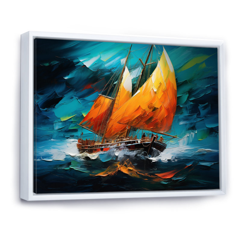 Bateau fusion maritime - impression, H 34 po x l 44 po x P 1,5 po, Cadre flottant blanc