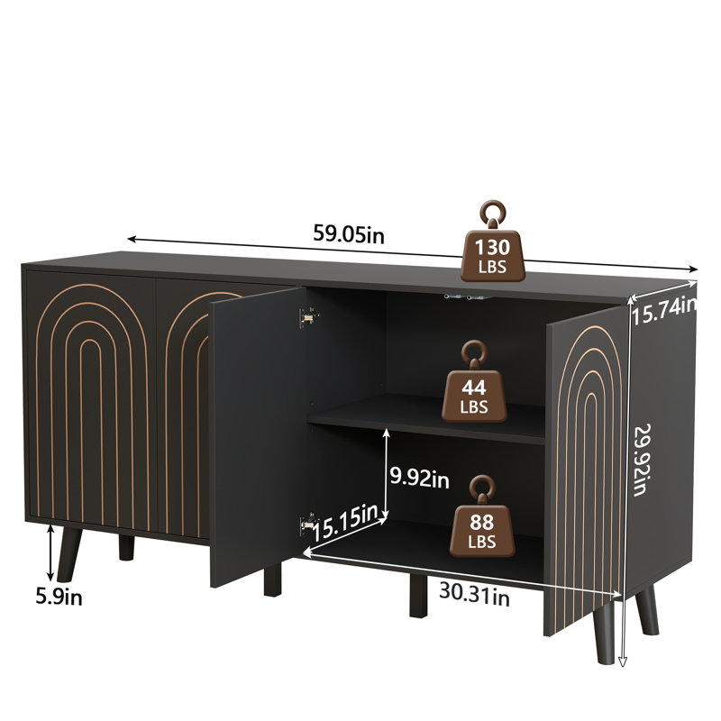 4 - Door Accent Cabinet, Black