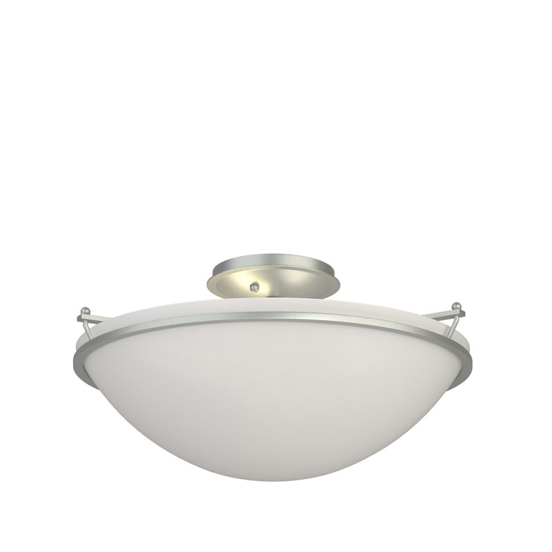 Simple Lines Bowl Semi Flush Mount, Opal, 7.1" H x 14.5" W x 14.5" D, Vintage Platinum