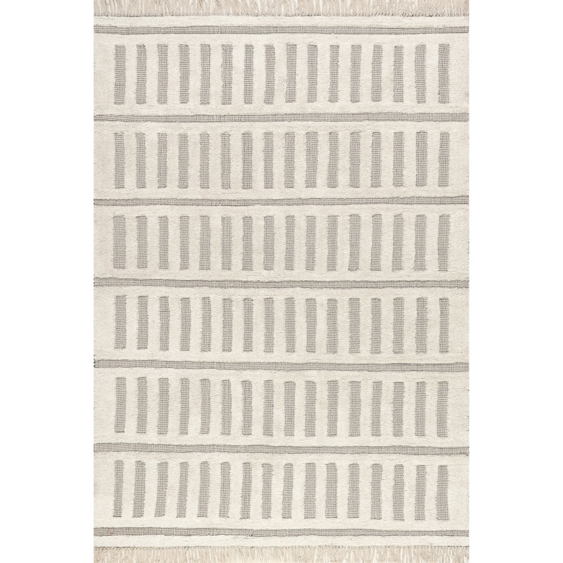  Merrick Tasseled Cotton and Wool Area Rug, Rectangle 9' x 12'