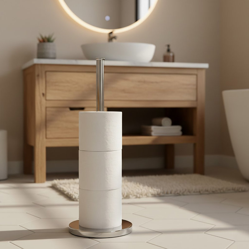 Toilet Paper Holder Stand, Chrome