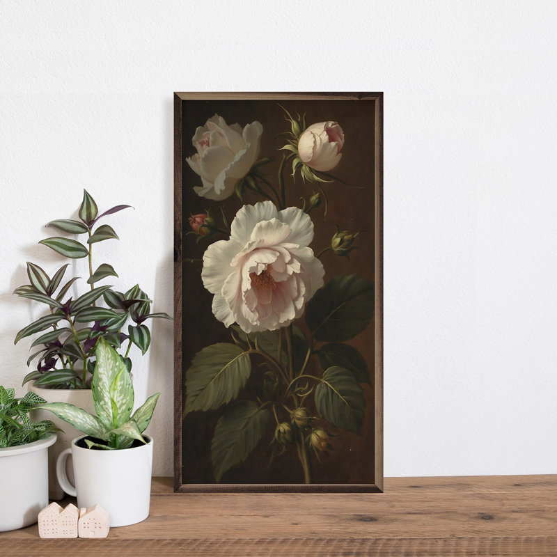 Pivoines rétro ivoire, H 16 po x l 8 po