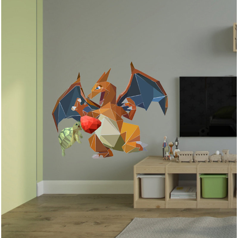 Adhésif décoratif tortue de dragon polygonale, H 33 po x l 33 po