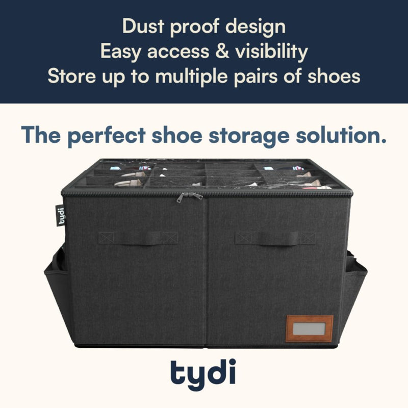 16 Pair Shoe Storage Box, Black