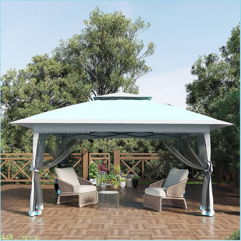 Canopy Tent 12x12Ft Outdoor Canopy Tent with Mosquito Netting, Double Roof Instant Patio Shelter Pop-Up Party Pavilion for Outside Garden, Backyard, Lawn