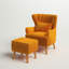 Tybalt Velvet Wingback Chair with Footstool-464152876