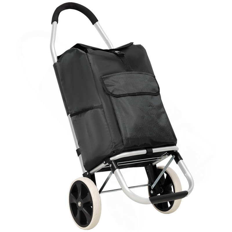 Chariot de magasinage à roulettes, chariot de magasinage pliable noir, sac imperméable amovible Oxford, noir, Noir