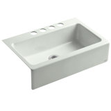 Dickinson™ 33" L x 22.1" W Apron-Front, Under-Mount Single-Bowl Kitchen Sink with 4 Oversize Faucet Holes