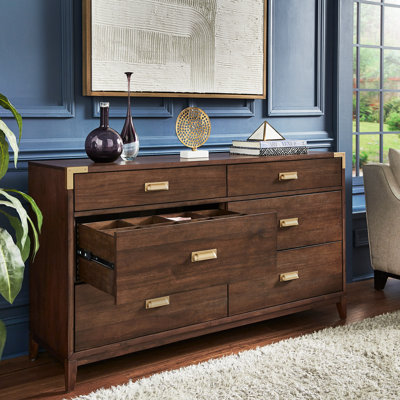 6 - Drawer Solid Wood Dresser with 3 Sets of Modular Dividers