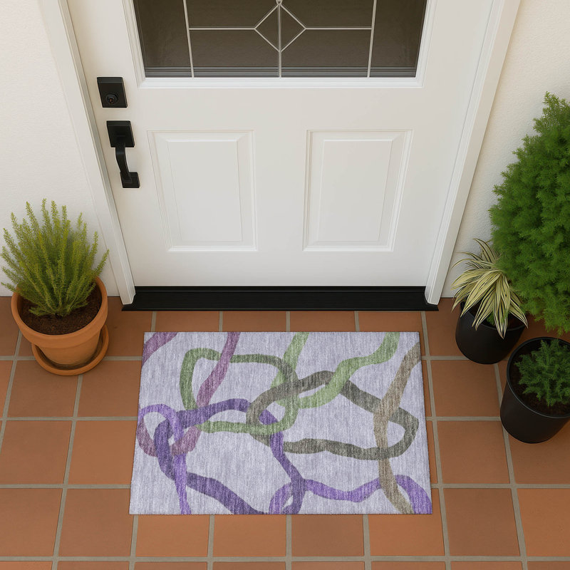 Machine Washable Indoor/Outdoor Lanning ACN2394 Abstract Rug, Rectangle 1'8" x 2'6"