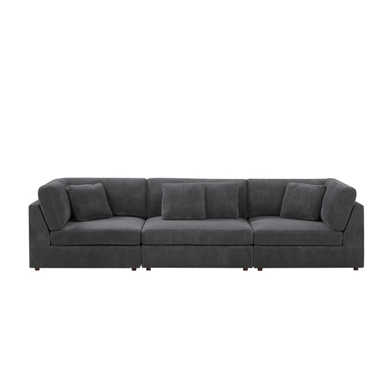 Buzby 135'' Corduroy Sofa, Dark Gray